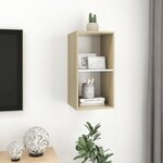 Vidaxl meuble tv mural chêne sonoma et blanc 37x37x72 cm aggloméré