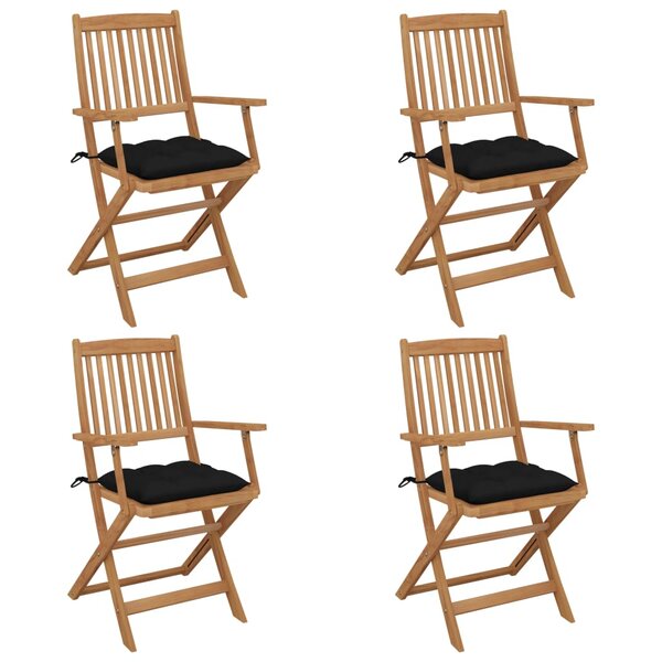 vidaXL Chaises pliables de jardin 4 Pièces avec coussins Bois d'acacia