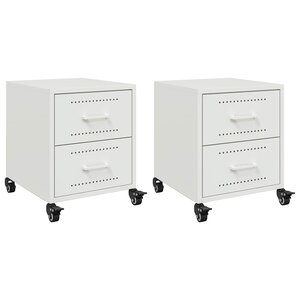 vidaXL Tables de chevet 2 Pièces blanc 36x39x43 5 cm acier
