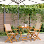 vidaXL Ensemble de bistro 3 Pièces beige tissu et bois massif