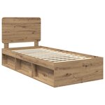 vidaXL Cadre de lit Chêne artisan 100 x 200 cm Bois de pin massif