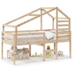 vidaXL Lit haut sans matelas 75x190 cm bois de pin massif