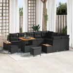 vidaXL Ensemble de canapé de jardin 12 Pièces Noir Poly rotin