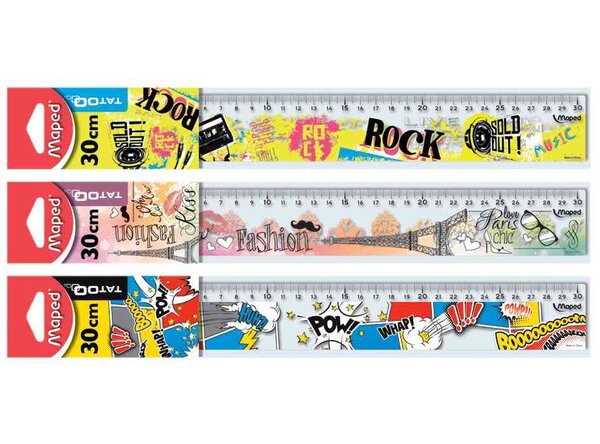 Règle plate TATOO Plastique 30 cm MAPED