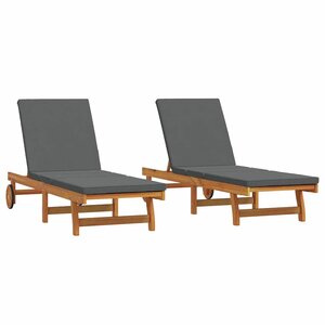 vidaXL Transat 2 Pièces Marron 65 x 199 x 84 cm Bois d'Acacia Massif