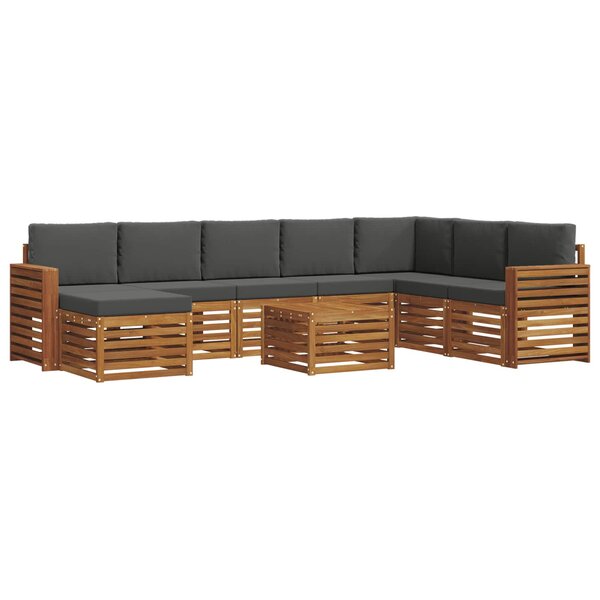 vidaXL Ensemble de canapés d'extérieur 9 Pièces Naturel et Anthracite