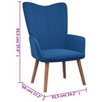 vidaXL Chaise de relaxation avec repose-pied Bleu Velours