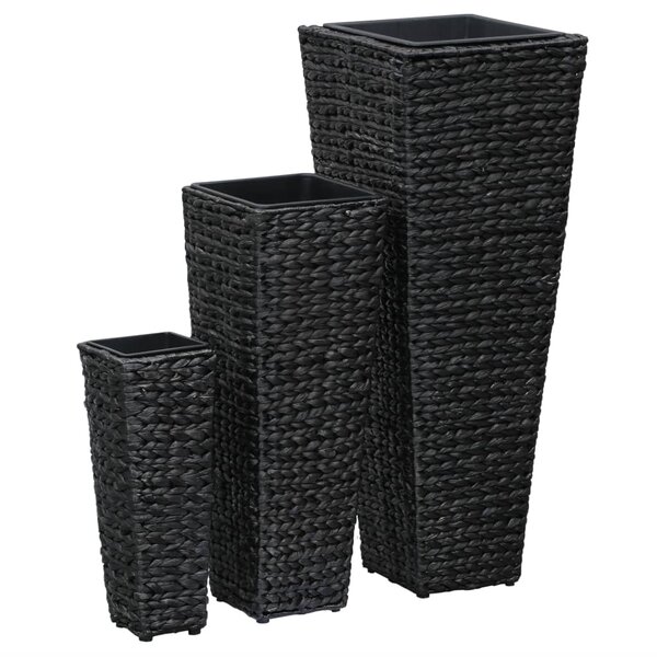 vidaXL Lits surélevés 3 Pièces Jacinthe d'eau Noir