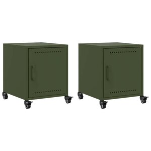 vidaXL Tables de chevet 2 Pièces vert olive 36x39x43 5 cm acier