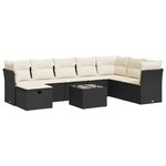 vidaXL Salon de jardin 9 Pièces avec coussins noir résine tressée