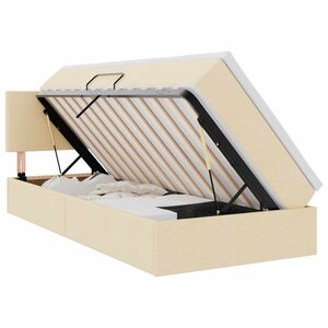 vidaXL Lit avec rangement et LED avec matelas Crème 90 x 190 cm tissu