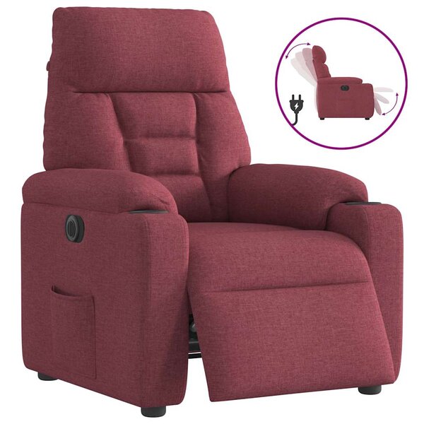 vidaXL Fauteuil inclinable électrique Rouge bordeaux Tissu