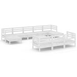 vidaXL Salon de jardin 11 Pièces Blanc Bois de pin massif