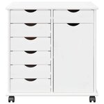 vidaXL Cabinet roulant Blanc 63 5 x 39 x 65 5 cm Bois de Pin Massif