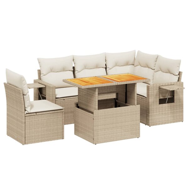 vidaXL Salon de jardin avec coussins 6 Pièces beige résine tressée