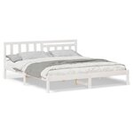 vidaXL Cadre de lit Blanc 200 x 200 cm Bois massif en pin