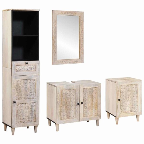 vidaXL Ensemble de mobilier de salle de bain avec tiroir 4 Pièces Blanc