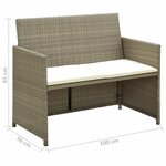 vidaXL Canapé de jardin à 2 places avec coussins Beige Résine tressée