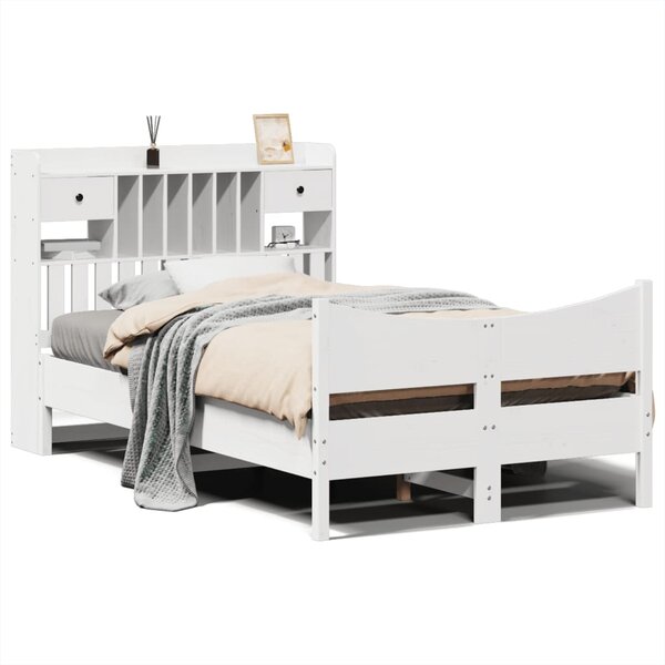 vidaXL Cadre de lit sans matelas blanc 135x190 cm bois de pin massif