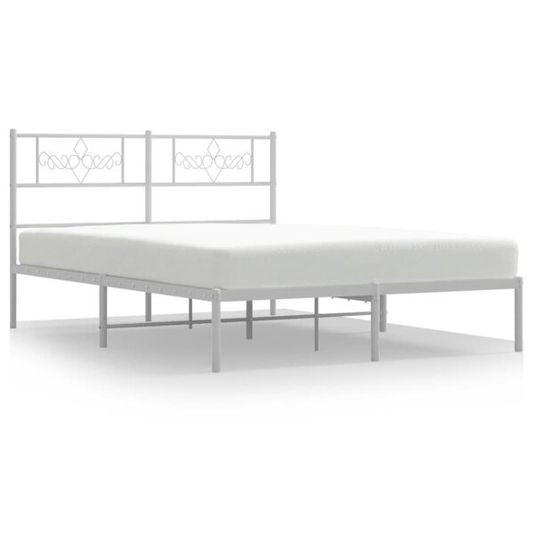vidaXL Cadre de lit métal avec tête de lit blanc 140x190 cm