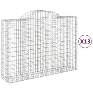 vidaXL Paniers à gabions arqués 13 Pièces 200x50x140/160 cm Fer galvanisé
