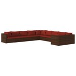 vidaXL Salon de jardin 10 Pièces avec coussins Résine tressée Marron