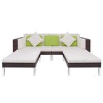 vidaXL Salon de jardin 4 Pièces avec coussins Résine tressée Marron
