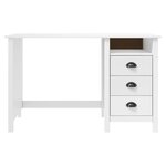 Bureau table poste de travail meuble d'ordinateur informatique étude avec 3 tiroirs 120 x 50 x 74 cm bois pin massif blanc 02_0023857