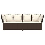vidaXL Canapé de jardin avec coussins marron résine tressée