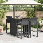 vidaXL Ensemble de bar de jardin 5 Pièces sans coussins noir poly rotin