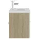 vidaXL Armoire d'évier et lavabo intégré Blanc/chêne sonoma Aggloméré