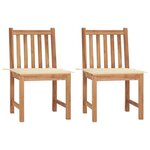 vidaXL Chaises de jardin lot de 2 avec coussins Bois de teck massif