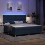 vidaXL Lit à ressort LED avec matelas Bleu 200 x 200 cm tissu