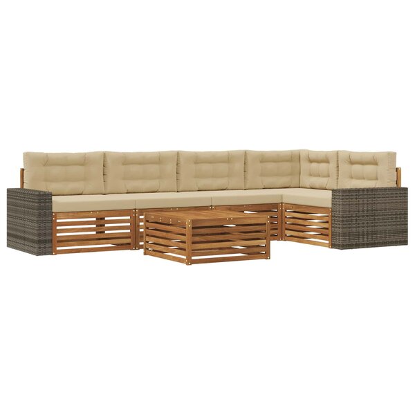 vidaXL Ensemble de canapés d'extérieur 6 pc Naturel et Beige Polyester