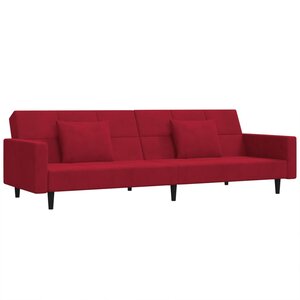vidaXL Canapé-lit à 2 places et deux oreillers Rouge bordeaux Velours