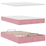 vidaXL Cadre de lit ottoman avec matelas rose 120x200 cm velours