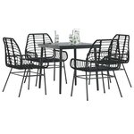 vidaXL Ensemble à manger de jardin 5 Pièces noir résine tressée verre