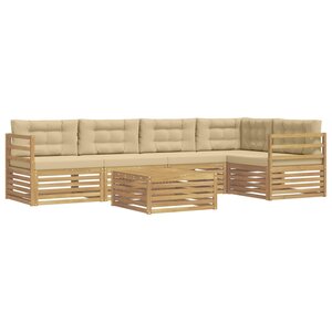 vidaXL Ensemble de canapés d'extérieur 6 Pièces Blanc et Beige Polyester