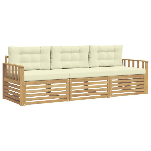 vidaXL Ensemble de canapés d'extérieur 3 Pièces Blanc et crème Polyester