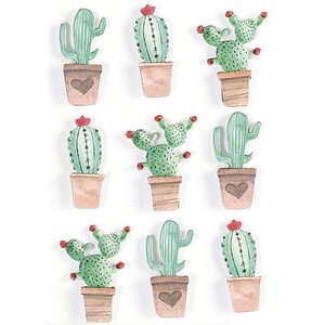 9 stickers 3D - Cactus mexicains 4 5 cm