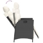 vidaXL Chaise inclinable de jardin et repose-pied noir résine tressée