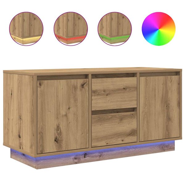 vidaXL Meuble TV avec éclairages LED chêne artisanal 100x41x50 cm