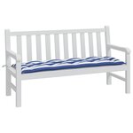 vidaXL Coussin de banc de jardin rayures bleues et blanches 150x50x7cm