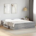 vidaXL Cadre de lit avec tiroirs sans matelas sonoma gris 160x200 cm
