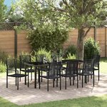 vidaXL Ensemble de salle à manger pour jardin 9 Pièces Noir Rattan PVC
