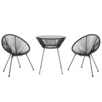 vidaXL Ensemble à dîner d'extérieur 3 Pièces Rotin PVC Noir