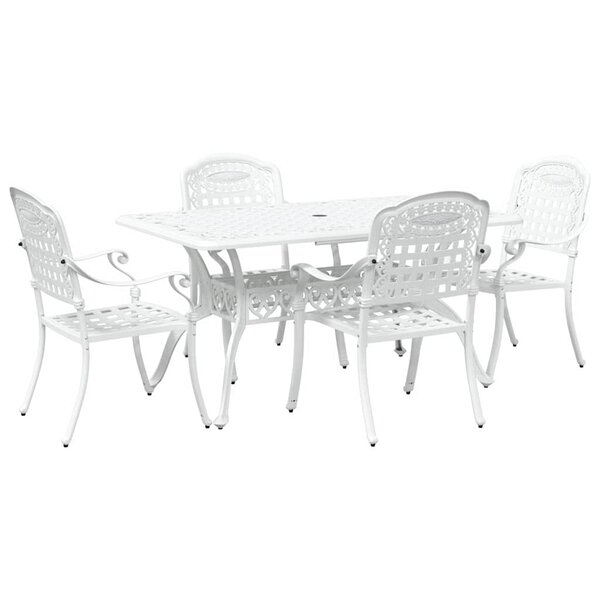 vidaXL Ensemble de salle à manger pour jardin 5 Pièces Blanc Aluminium