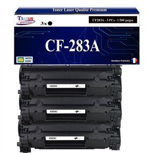 T3AZUR -3x Toners compatibles avec HP CF283A (83A) pour HP LaserJet Pro M201dw  M201n  M125a  M125nw  M127fn  M127fw  M225dn  M225dw