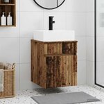 vidaXL Meuble-sèche avec évier mural Bois ancien 39 x 41 x 62 5 cm