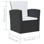 vidaXL Salon de jardin 8 Pièces avec coussins résine tressée noir